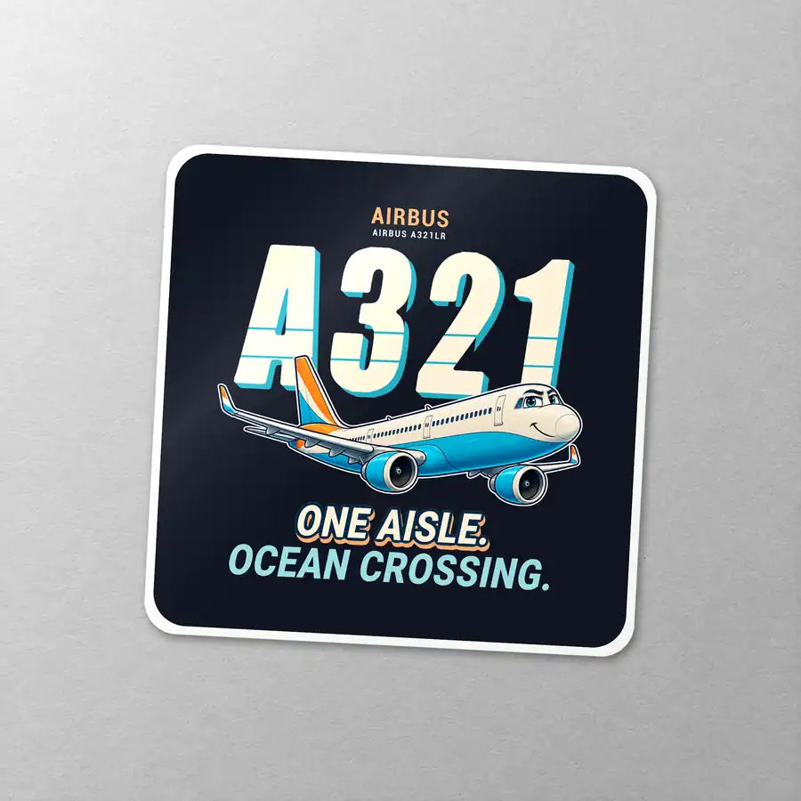 Airbus A321LR - Cartoon - Square Sticker - Close-up