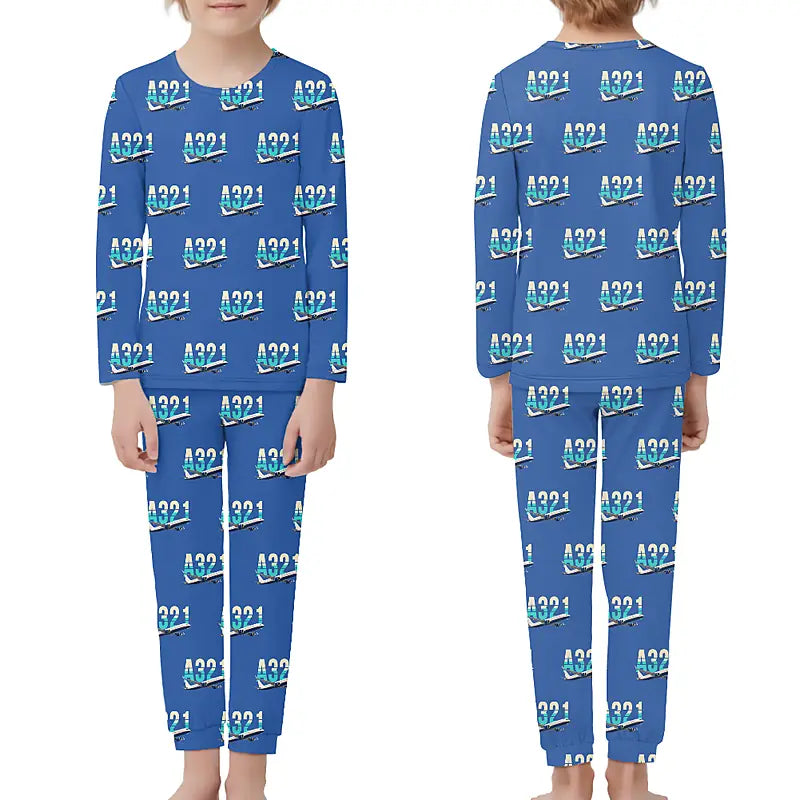 Airbus A321LR - Children Pajamas - Original Pattern - Blue