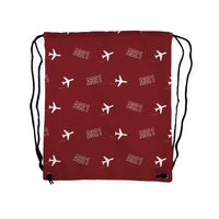 Thumbnail for Airbus A321LR - Drawstring Bag - 3D Pattern - Dark Red