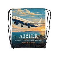 Thumbnail for Airbus A321LR - Drawstring Bag - 3D Scene + Name