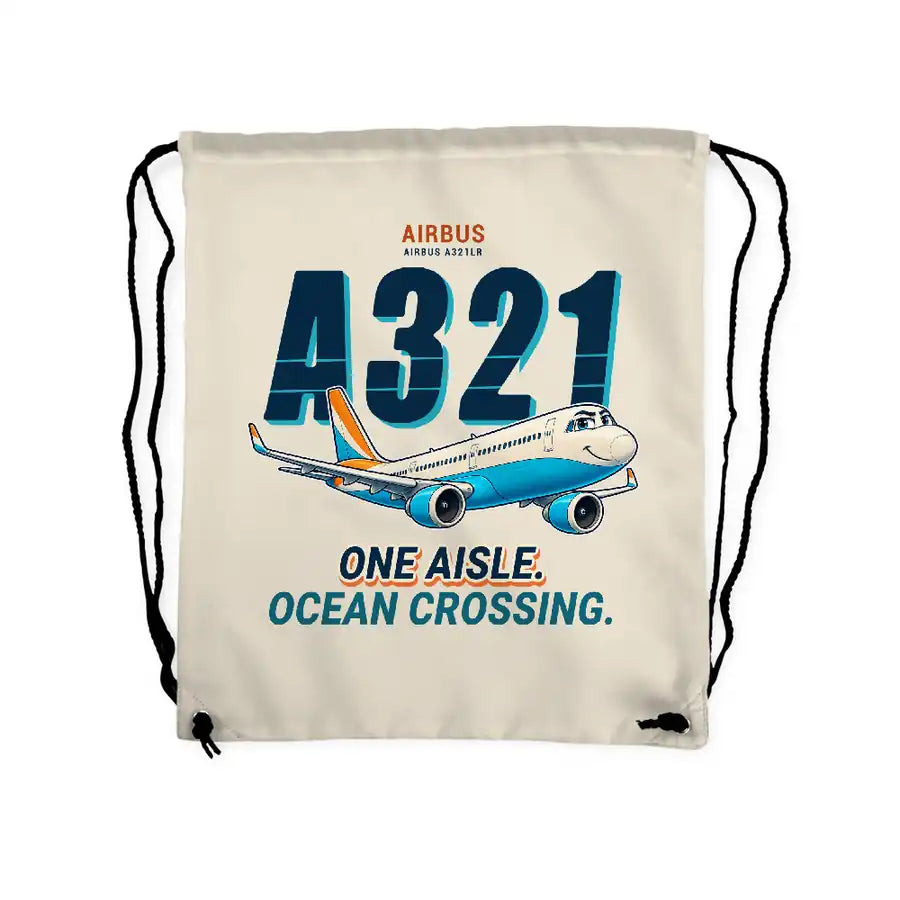Airbus A321LR - Drawstring Bag - Cartoon - Beige