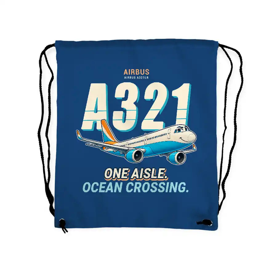 Airbus A321LR - Drawstring Bag - Cartoon - Blue