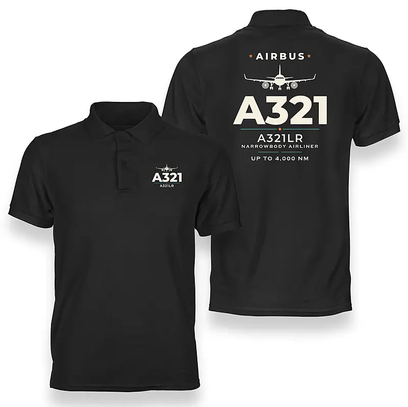 Airbus A321LR - Heritage - Double-Side Polo - Black