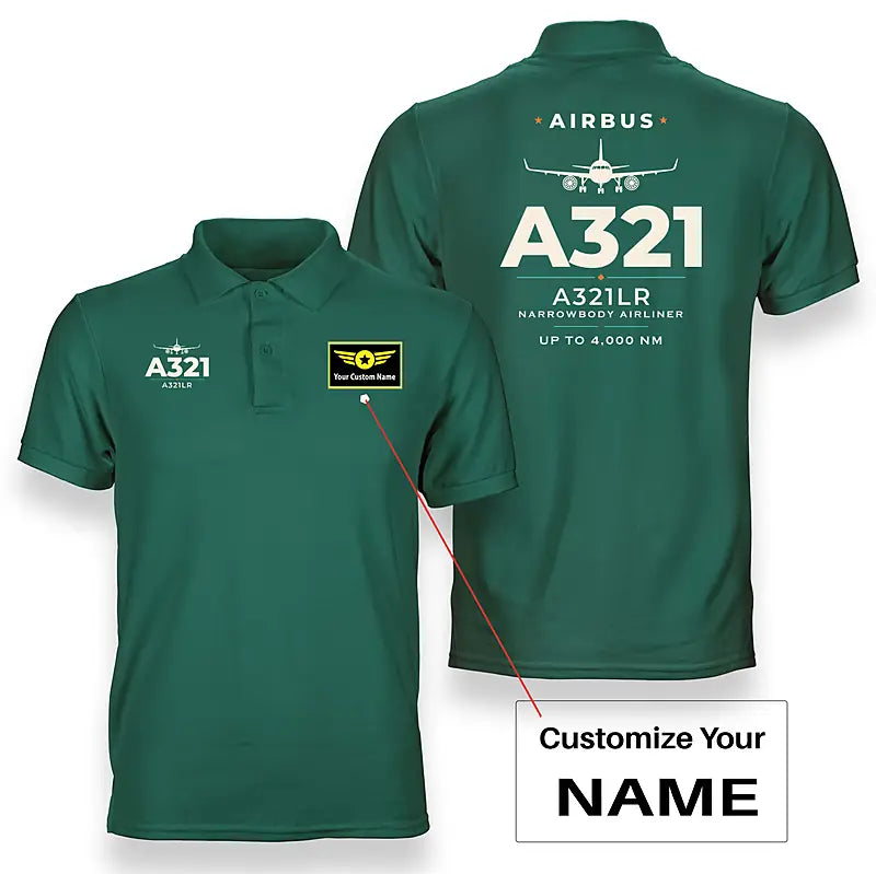 Airbus A321LR - Heritage - Double-Side Polo - Green + Name