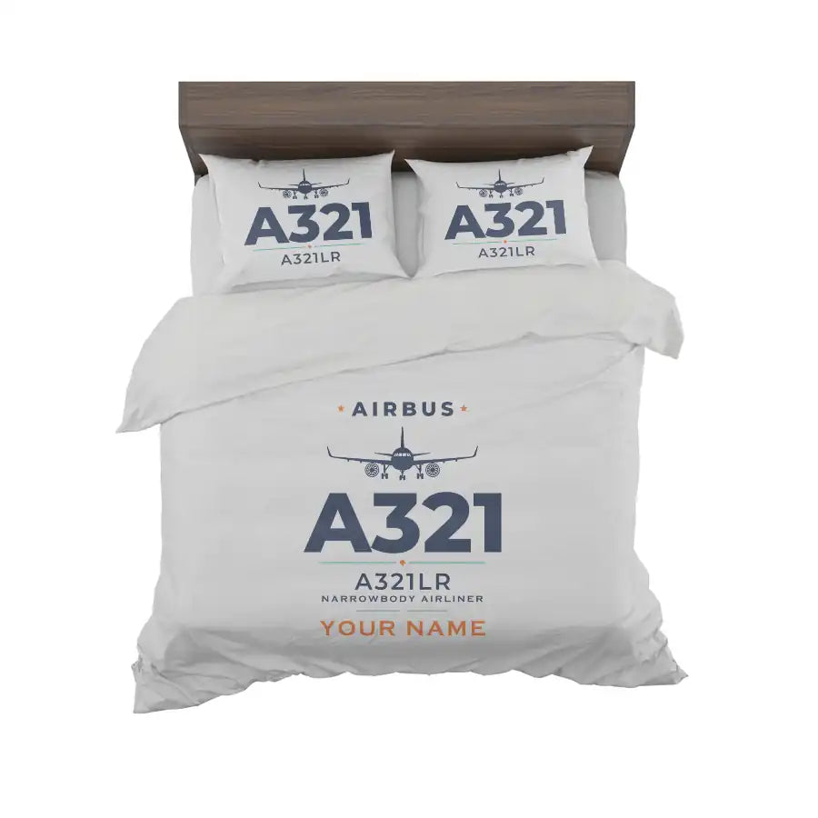 Airbus A321LR - Heritage + Name - Bedding Set - Light Gray