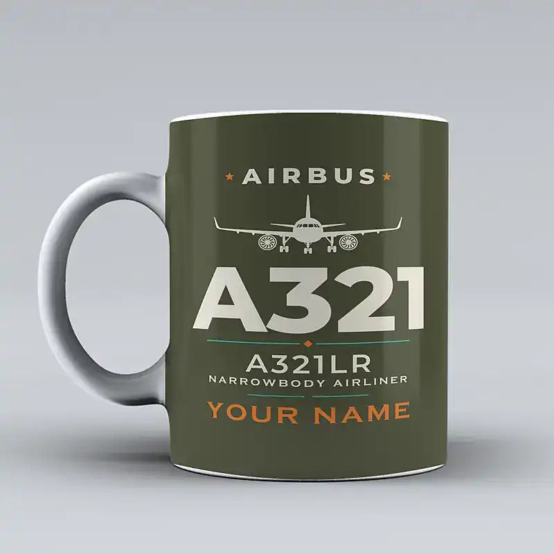 Airbus A321LR - Heritage + Name - Mug - Green Army