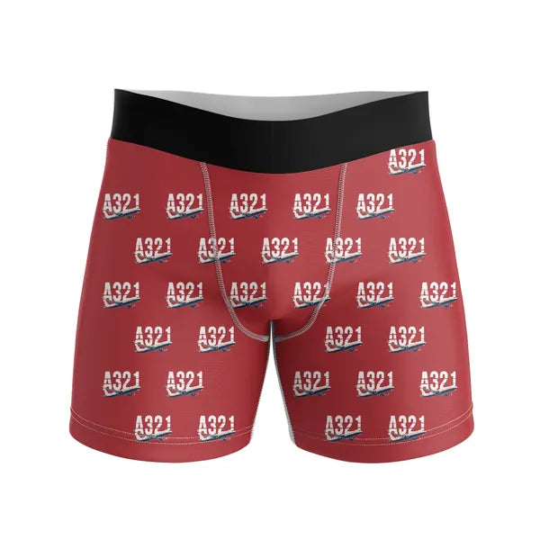 Airbus A321LR - Men Boxers - Original Pattern - Red
