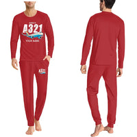 Thumbnail for Airbus A321LR - Men Pajamas - Cartoon Chest + Name - Red