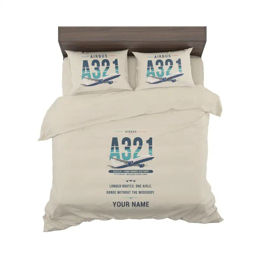 Airbus A321LR - Original + Name - Bedding Set - Beige