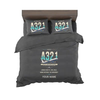 Thumbnail for Airbus A321LR - Original + Name - Bedding Set - Black