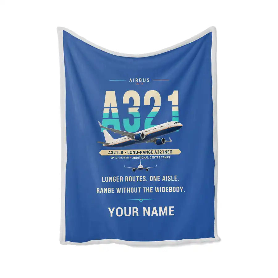 Airbus A321LR - Original + Name - Blanket - Blue