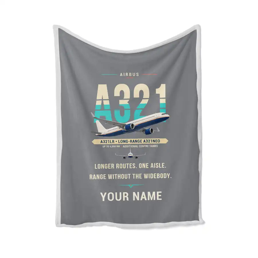 Airbus A321LR - Original + Name - Blanket - Gray