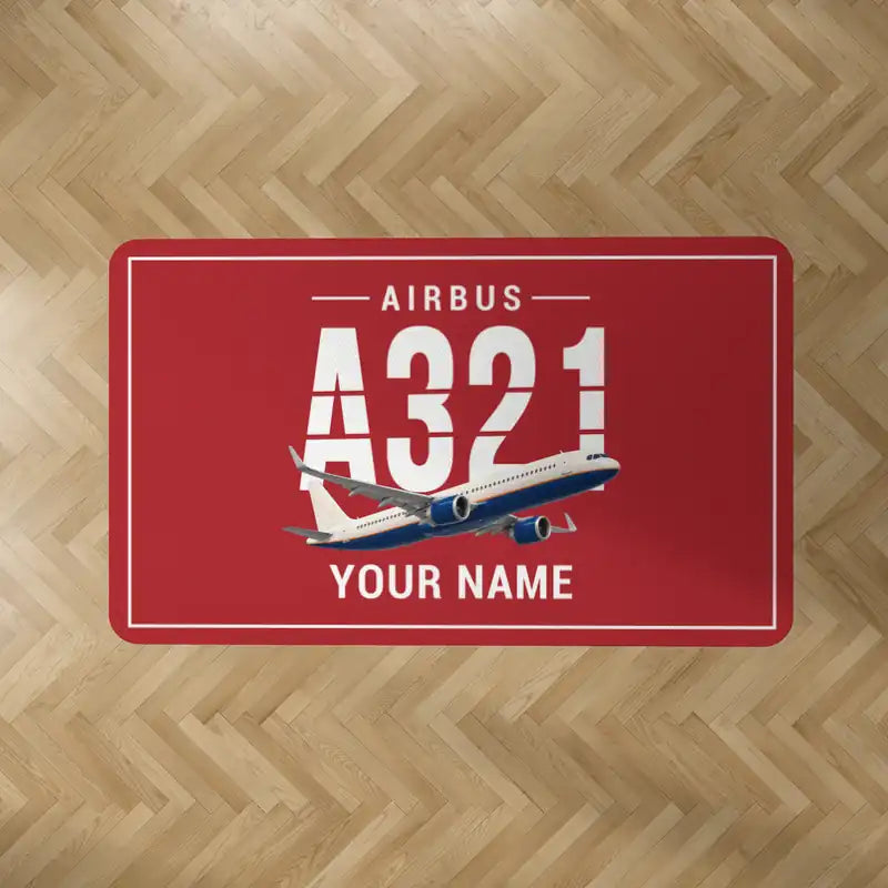 Airbus A321LR - Original + Name - Rectangle Carpet - Red