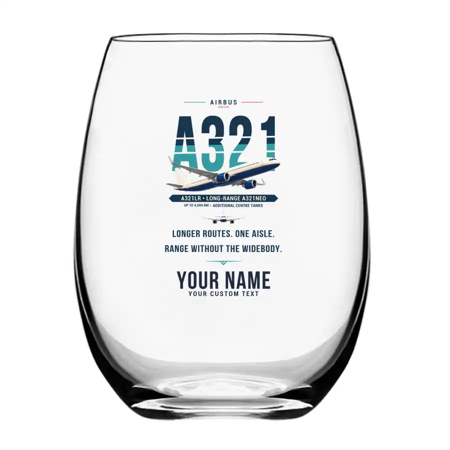 Airbus A321LR - Original + Name - Water & Drink Glass