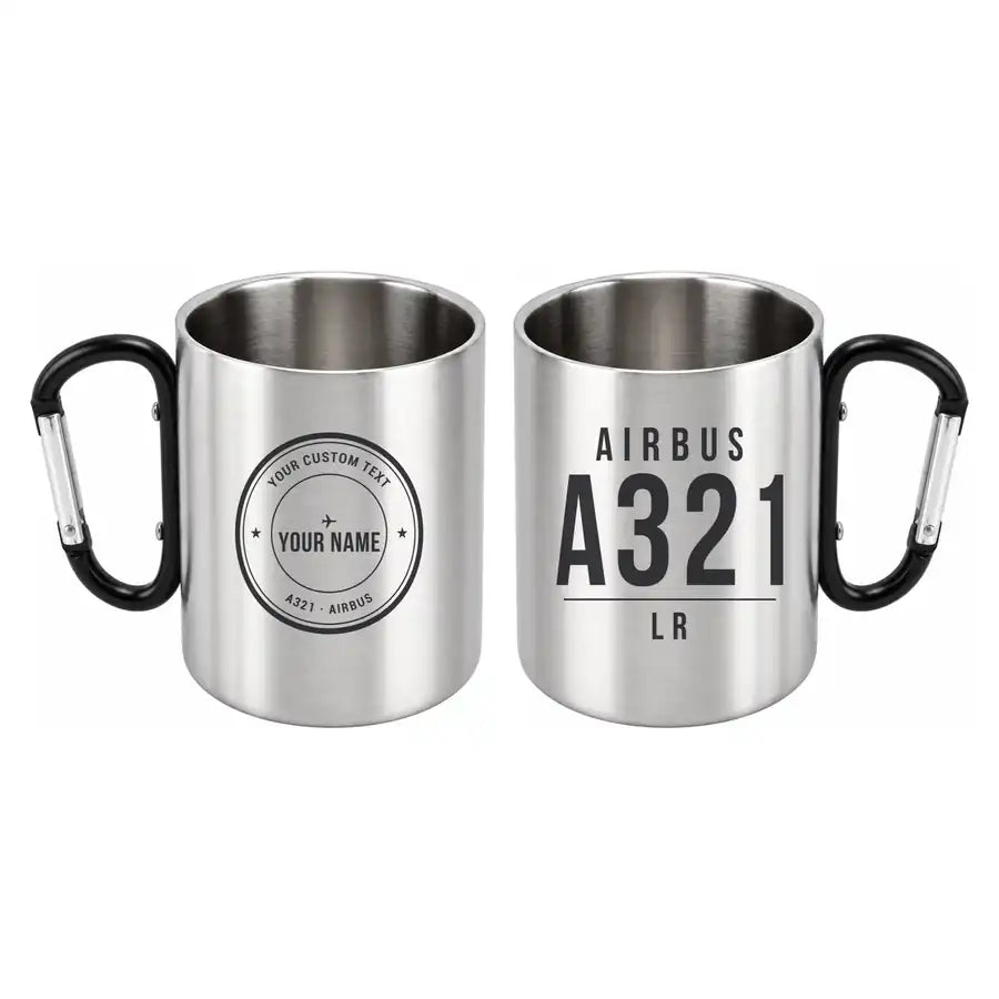 Airbus A321LR - Outdoors Mug - Tag + Name - Black