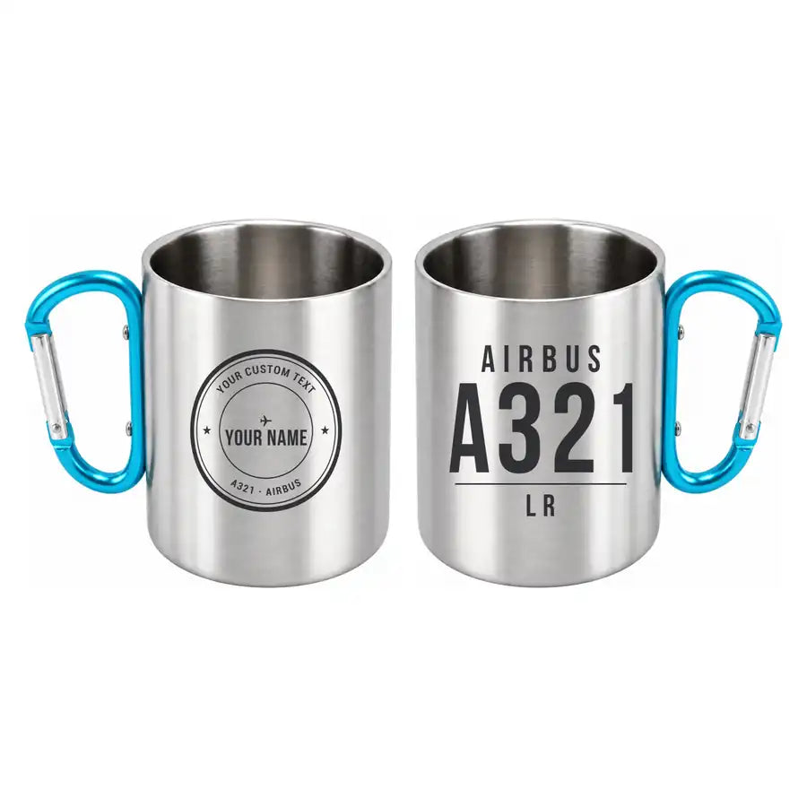 Airbus A321LR - Outdoors Mug - Tag + Name - Light Blue