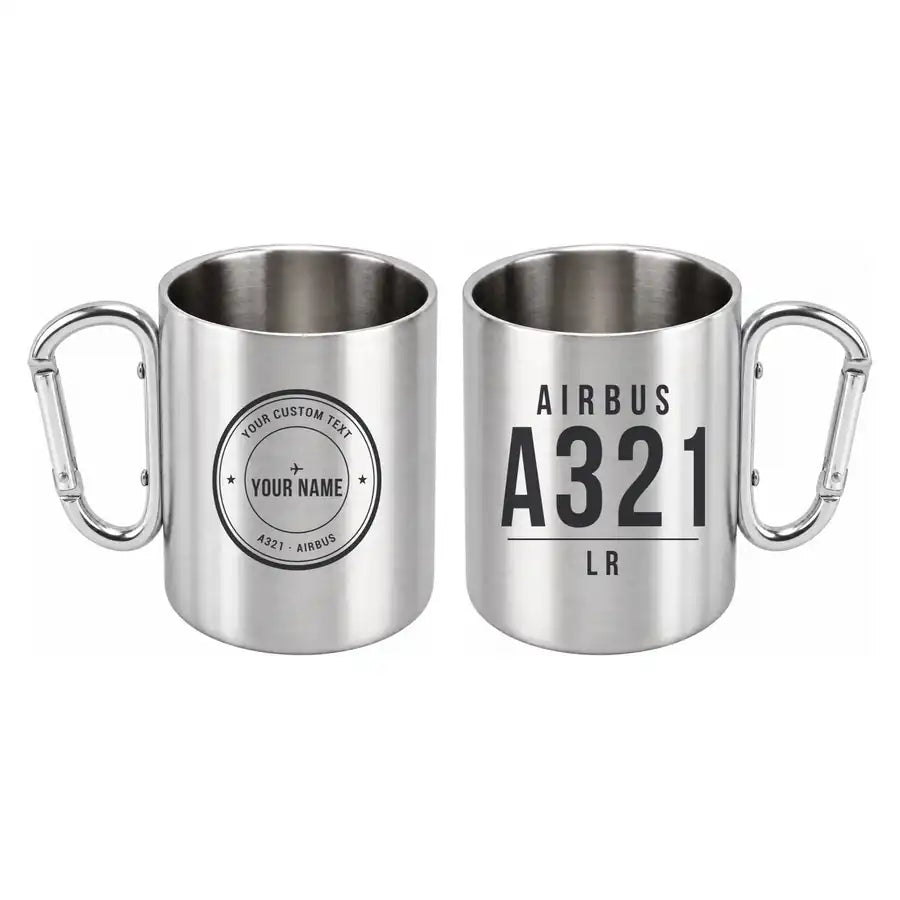 Airbus A321LR - Outdoors Mug - Tag + Name - Silver
