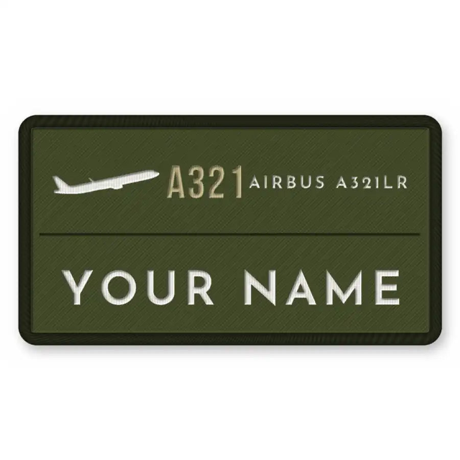 Airbus A321LR Patches - Rectangle + Name - Olive Khaki
