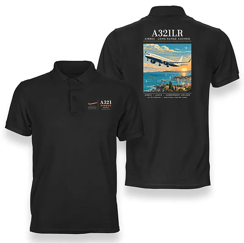 Airbus A321LR - Poster - Double-Side Polo - Black
