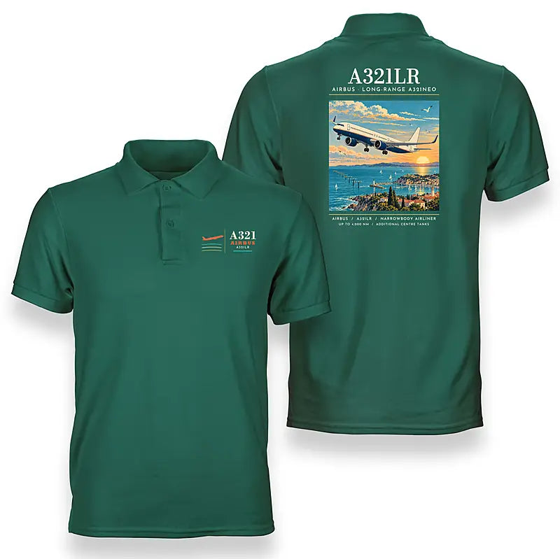 Airbus A321LR - Poster - Double-Side Polo - Green