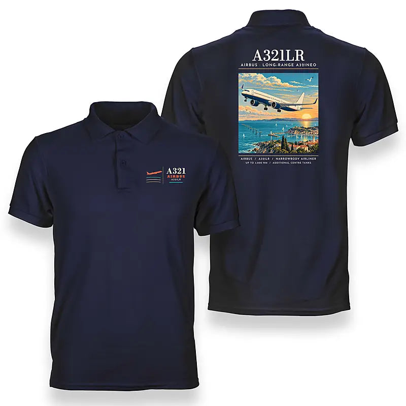 Airbus A321LR - Poster - Double-Side Polo - Navy Blue