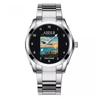 Thumbnail for Airbus A321LR - Poster + Name - Stainless Steel Band - For Men