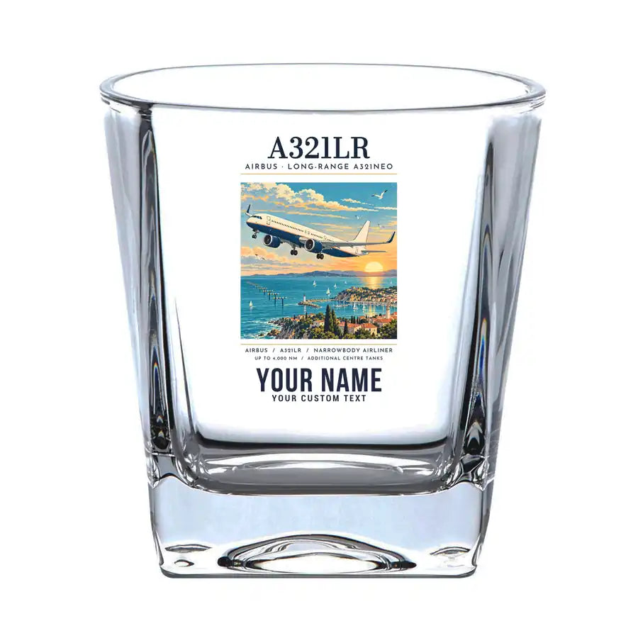 Airbus A321LR - Poster + Name - Whiskey Glass