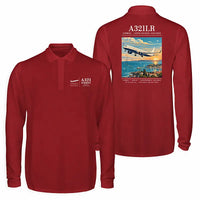 Thumbnail for Airbus A321LR Premium Polo T-Shirts - Poster - Long Sleeve - Dark Red