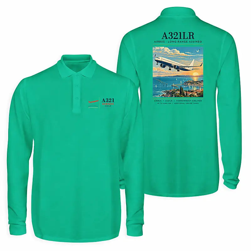 Airbus A321LR Premium Polo T-Shirts - Poster - Long Sleeve - Green