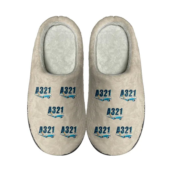 Airbus A321LR - Slippers - Cotton - Cartoon Pattern - Beige