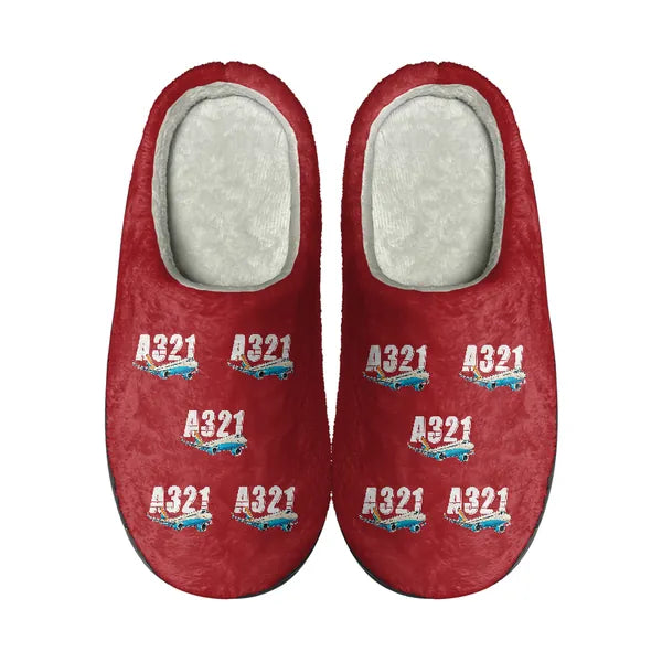 Airbus A321LR - Slippers - Cotton - Cartoon Pattern - Red