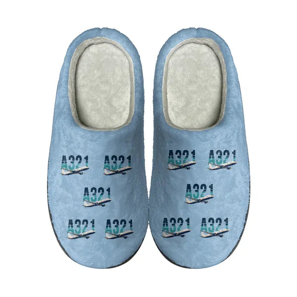 Airbus A321LR - Slippers - Cotton - Original Pattern - Light Blue