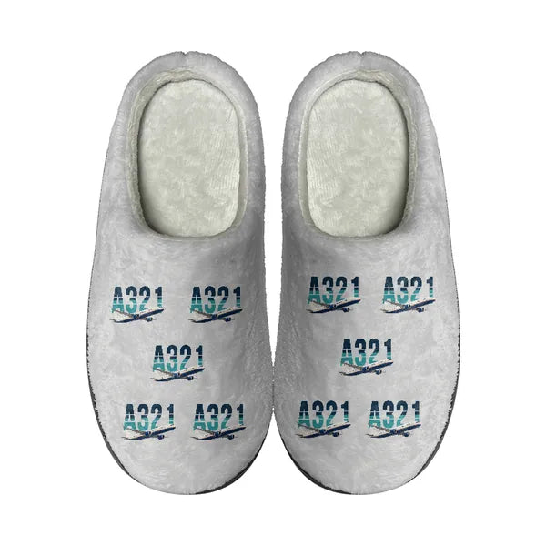 Airbus A321LR - Slippers - Cotton - Original Pattern - Light Gray