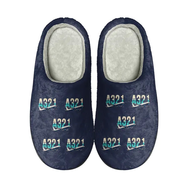 Airbus A321LR - Slippers - Cotton - Original Pattern - Navy Blue