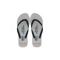 Thumbnail for Airbus A321LR - Slippers - Flip Flops - Cartoon + Name - Light Gray