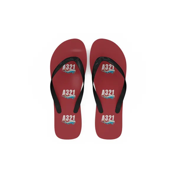 Airbus A321LR - Slippers - Flip Flops - Cartoon Pattern - Red