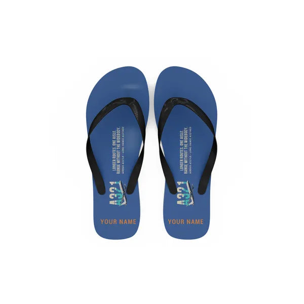 Airbus A321LR - Slippers - Flip Flops - Original + Name - Blue