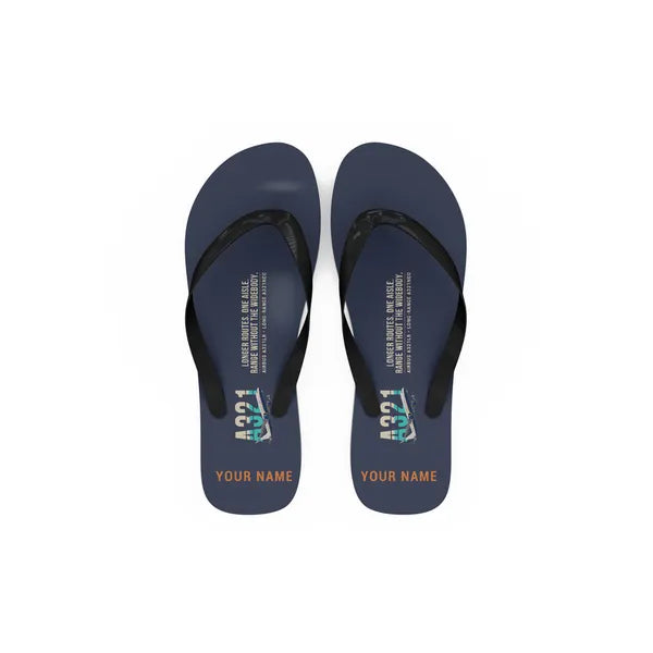 Airbus A321LR - Slippers - Flip Flops - Original + Name - Navy Blue