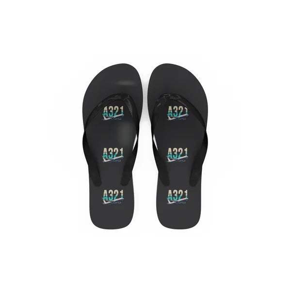 Airbus A321LR - Slippers - Flip Flops - Original Pattern - Black