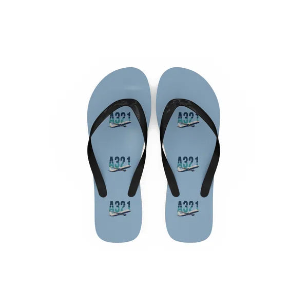 Airbus A321LR - Slippers - Flip Flops - Original Pattern - Light Blue