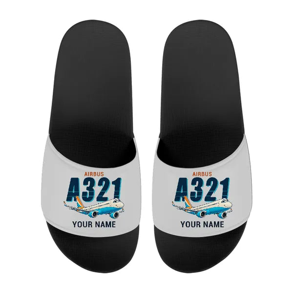 Airbus A321LR - Slippers - Sport - Cartoon + Name - Light Gray