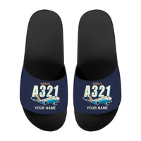 Thumbnail for Airbus A321LR - Slippers - Sport - Cartoon + Name - Navy Blue