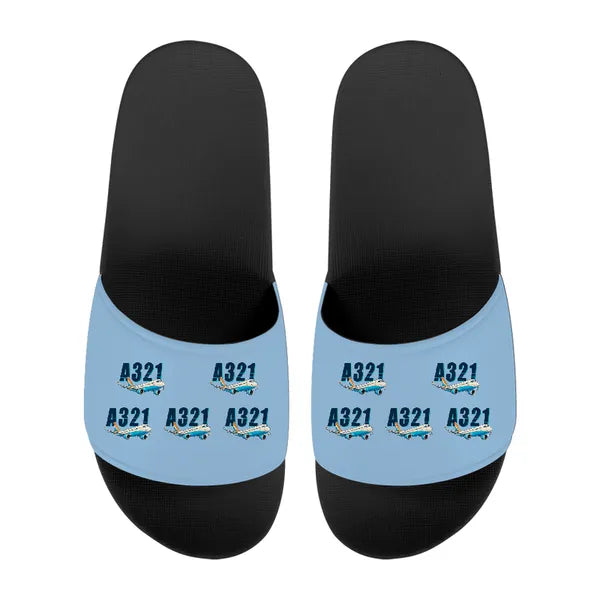 Airbus A321LR - Slippers - Sport - Cartoon Pattern - Light Blue