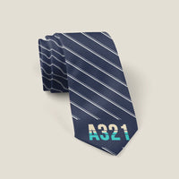 Thumbnail for Airbus A321LR - Stripe - Tie - Navy Blue