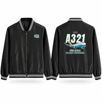 Thumbnail for Airbus A321LR Stylish Jackets - Baseball Collar - Cartoon - Black