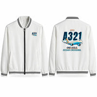 Thumbnail for Airbus A321LR Stylish Jackets - Baseball Collar - Cartoon - White
