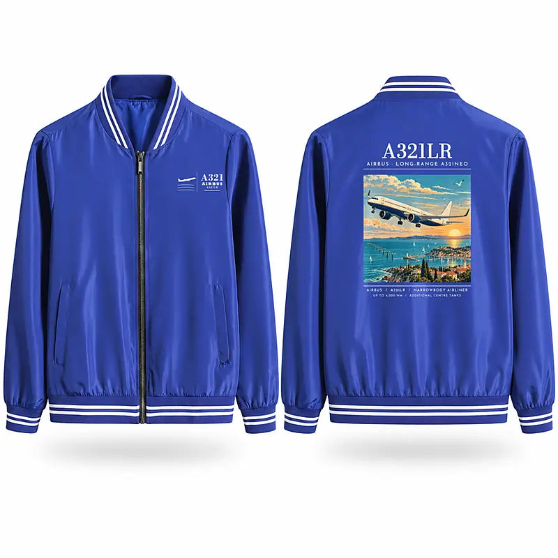 Airbus A321LR Stylish Jackets - Baseball Collar - Poster - Royal Blue