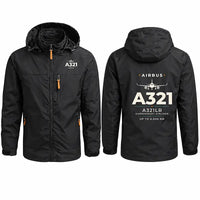 Thumbnail for Airbus A321LR Stylish Jackets - Hooded Windbreaker - Heritage - Black