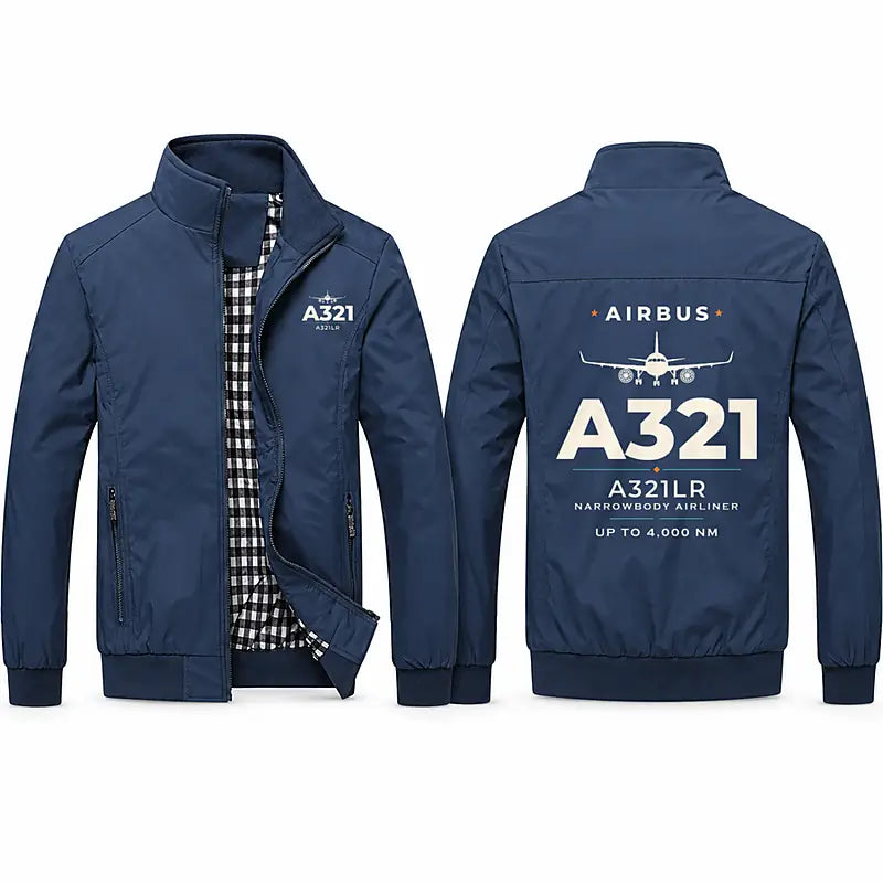Airbus A321LR Stylish Jackets - Stand Collar - Heritage - Navy Blue