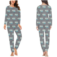 Thumbnail for Airbus A321LR - Women Pajamas - Cartoon Pattern - Gray